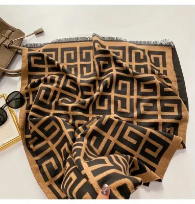 Winter Plaid Snake Pattern Cashmere Shawl